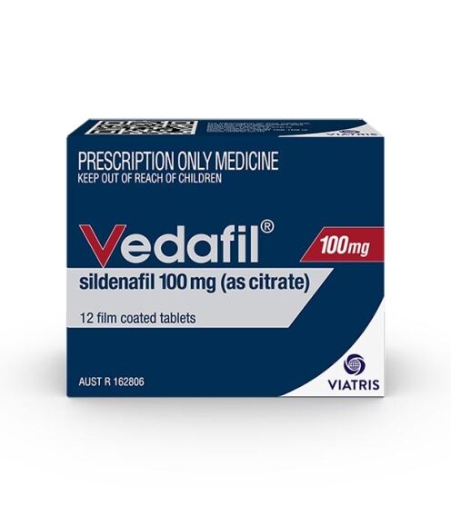 Vedafil (sildenafil) 100mg Tablets, 12 pack