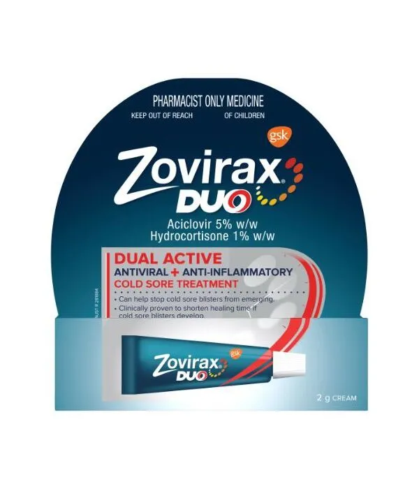 Zovirax Duo Cold Sore Treatment Cream Tube 2g (Pharmacist Only Medicine) - Image 2
