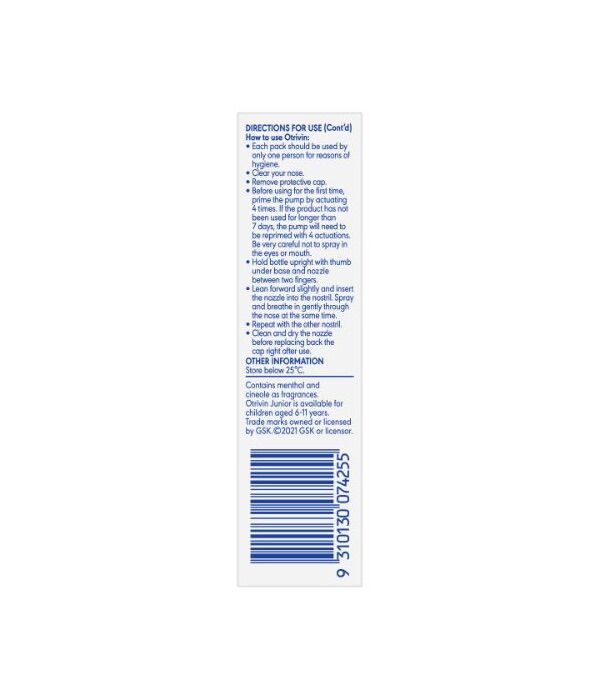 Otrivin Menthol Nasal Spray, for Blocked Nose, 10mL - Image 4