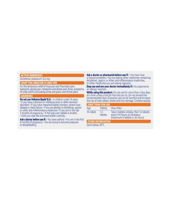 Voltaren Rapid 12.5mg 10 Tablets - Image 3