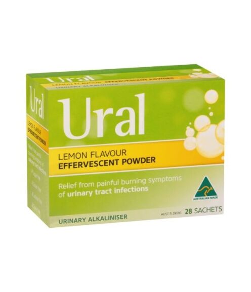 Ural Effervescent Powder, Lemon Flavour, 28 sachets
