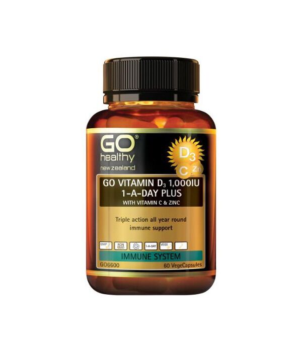 GO Vitamin D3 1,000IU 1-A-Day Plus With Vitamin C & Zinc, 60 vegecaps