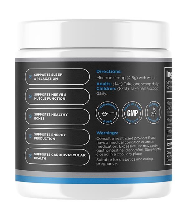 Magnesium powdered 400mg Citrate, Glycinate Chelate & Malate - Mango / Pineapple 300g - Image 3