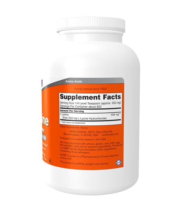 NOW L-Lysine Pure Powder 454g - Image 3