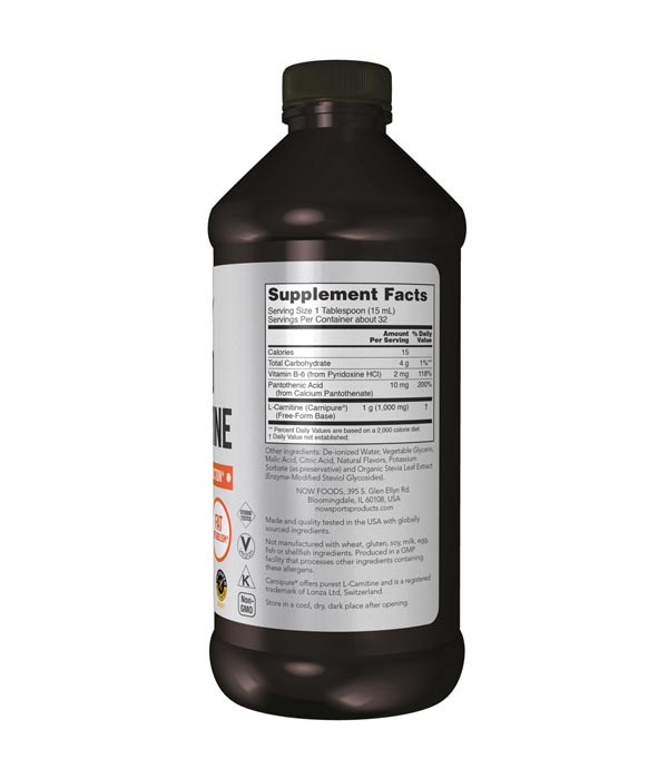 NOW L-Carnitine Liquid, Tropical Punch Flavor, 1,000mg 473ml - Image 3