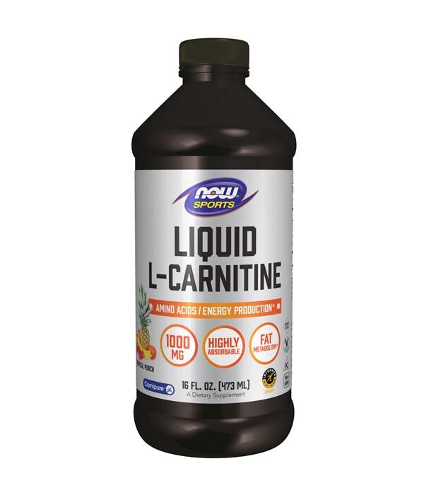 NOW L-Carnitine Liquid, Tropical Punch Flavor, 1,000mg 473ml
