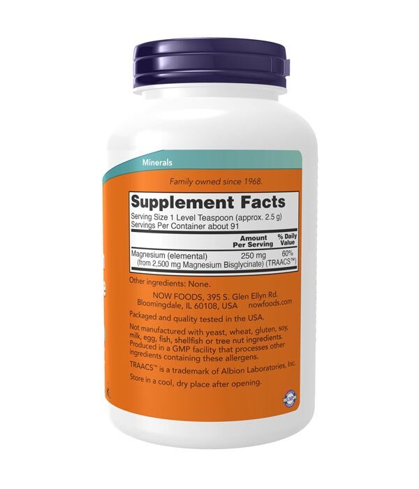 NOW Magnesium Bisglycinate Powder 227G - Image 2