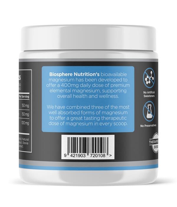 Magnesium powdered 400mg Citrate, Glycinate Chelate & Malate - Lemon / Lime 300g - Image 3