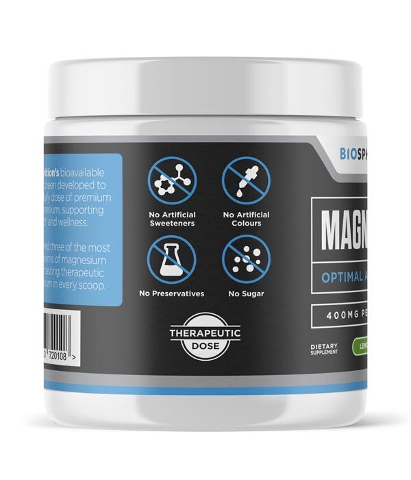 Magnesium powdered 400mg Citrate, Glycinate Chelate & Malate - Lemon / Lime 300g - Image 2