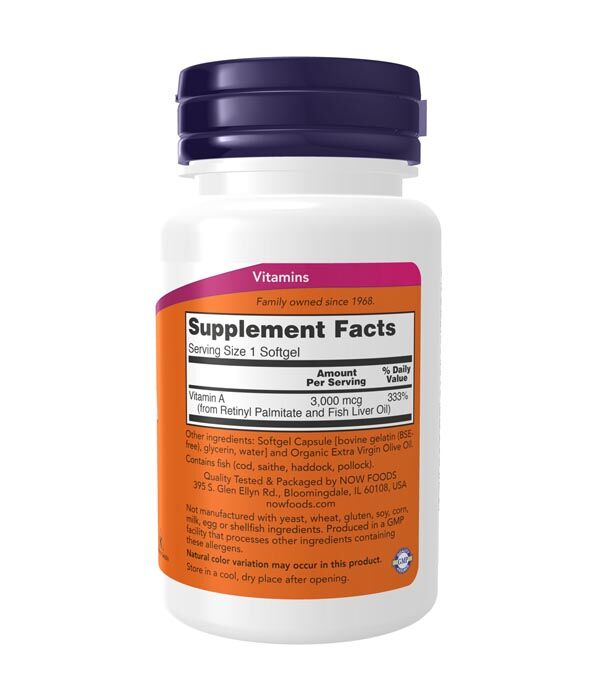 NOW Vitamin A, 10,000 IU 100SG - Image 3