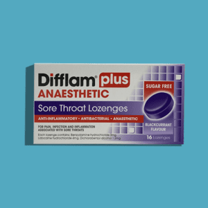 Difflam Plus Anaesthetic Sore Throat Lozenges, Blackcurrant Flavour, 16 pack
