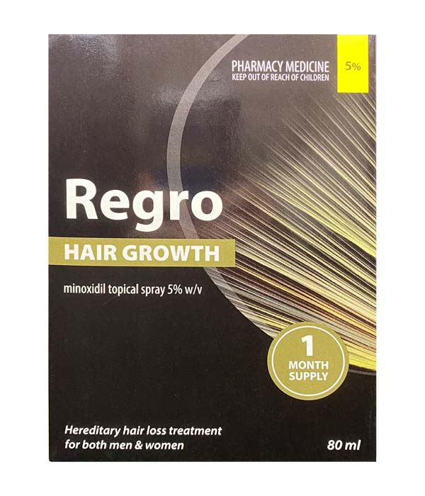 Regro Hair Growth Minoxidil 5% Hair Loss Treatment Spray 80mL - ZOOM  Pharmacy