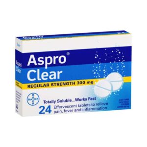 Aspro Clear Pain Relief Aspirin 24 Soluble Effervescent Tablets