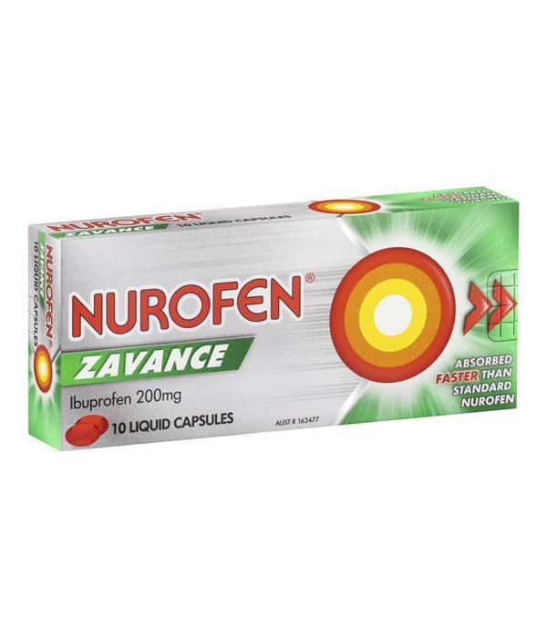 Nurofen Ibuprofen Zavance Fast Pain Relief 10 Liquid Capsules (Quantity