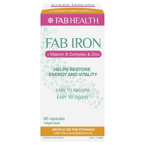 FAB IRON + Vitamin B Complex & Zinc Capsules (60) ZOOM Pharmacy