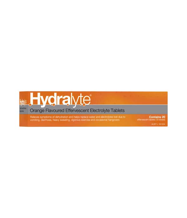 Hydralyte Effervescent Electrolyte Tablets Orange Flavoured 20 Tablets