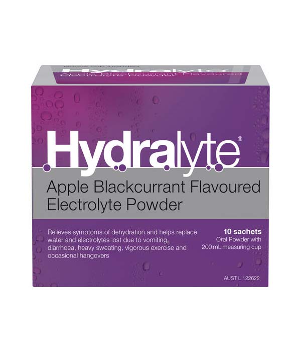 Hydralyte Electrolyte Powder Apple Blackcurrant Flavoured 10 Pack