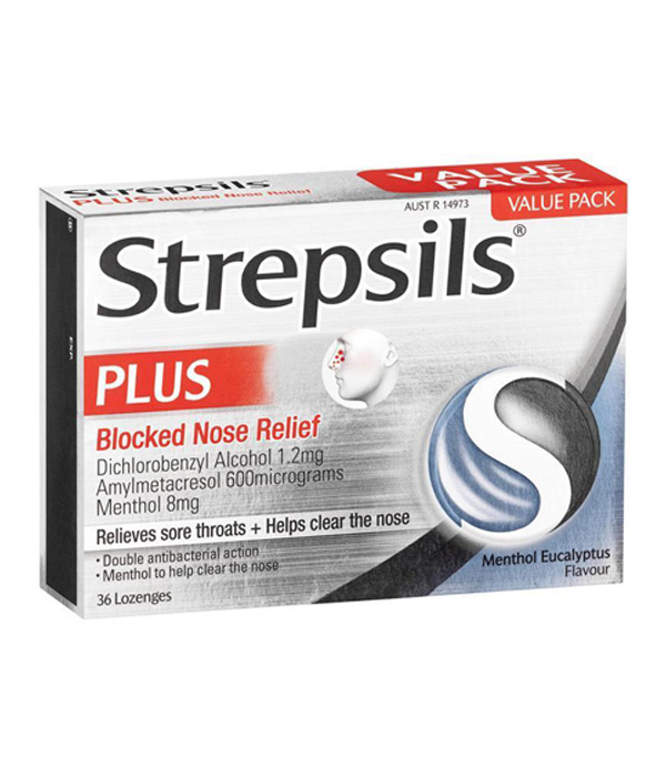 Strepsils Plus Blocked Nose Relief Menthol Eucalyptus 36 Pack