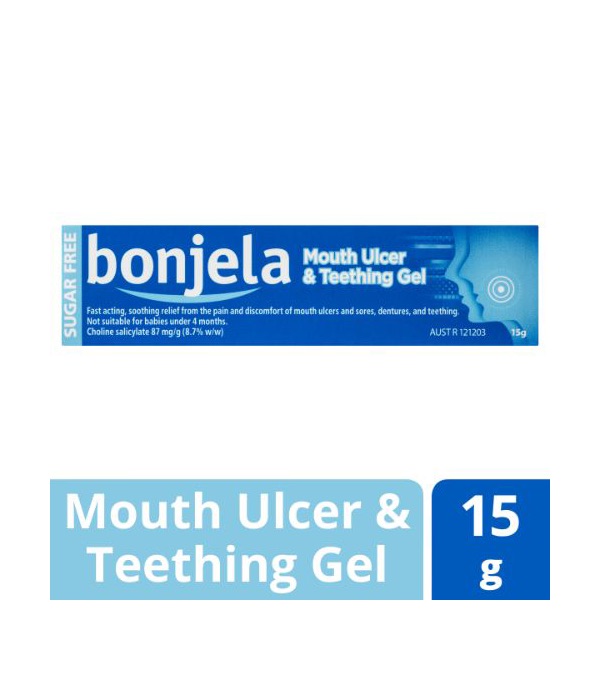 Bonjela Mouth Ulcer and Teething Gel 87mg/g Choline Salicylate 15g ZOOM Pharmacy Bonjela Mouth Ulcer and Teething Gel 87mg/g Choline Salicylate 15g ZOOM Pharmacy