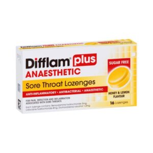Difflam Plus Anaesthetic Sore Throat Lozenges, Honey & Lemon, 16 pk