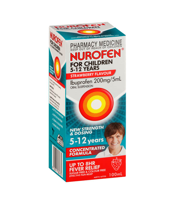 Nurofen For Children Oral Suspension 5-12 Years Strawberry 100Ml