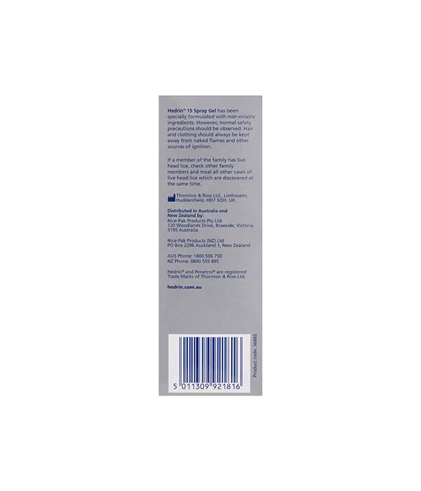 Hedrin 15 Spray Gel 100mL - ZOOM Pharmacy