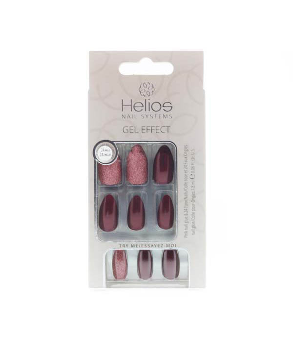 HE GEL BURGANDY STILETTO NAILS