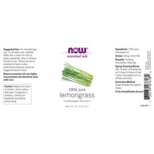 NOW LEMONGRASS OIL (Cymbopogon Flexuosus) 118 ml
