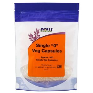 NOW Single "0" Veg Capsules, Approx. 300 Empty 300VC