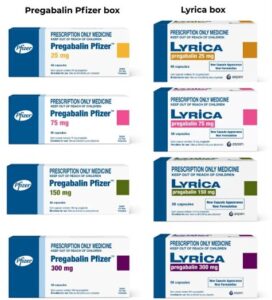 Pregabalin Pfizer and Lyrica Boxes