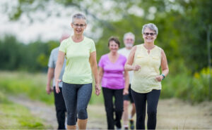 Group of women walking in the summer