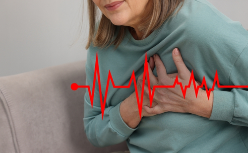 A woman with heart palpitations